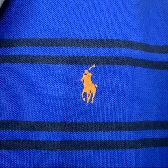 Polo By Ralph Lauren Men’s Blue Striped Short-Sleeve Polo Shirt size medium - Picture 3 of 4